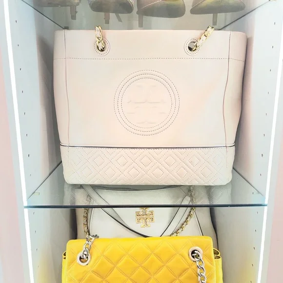 Tory Burch Nude Quilted Tote - Picture 1 of 15